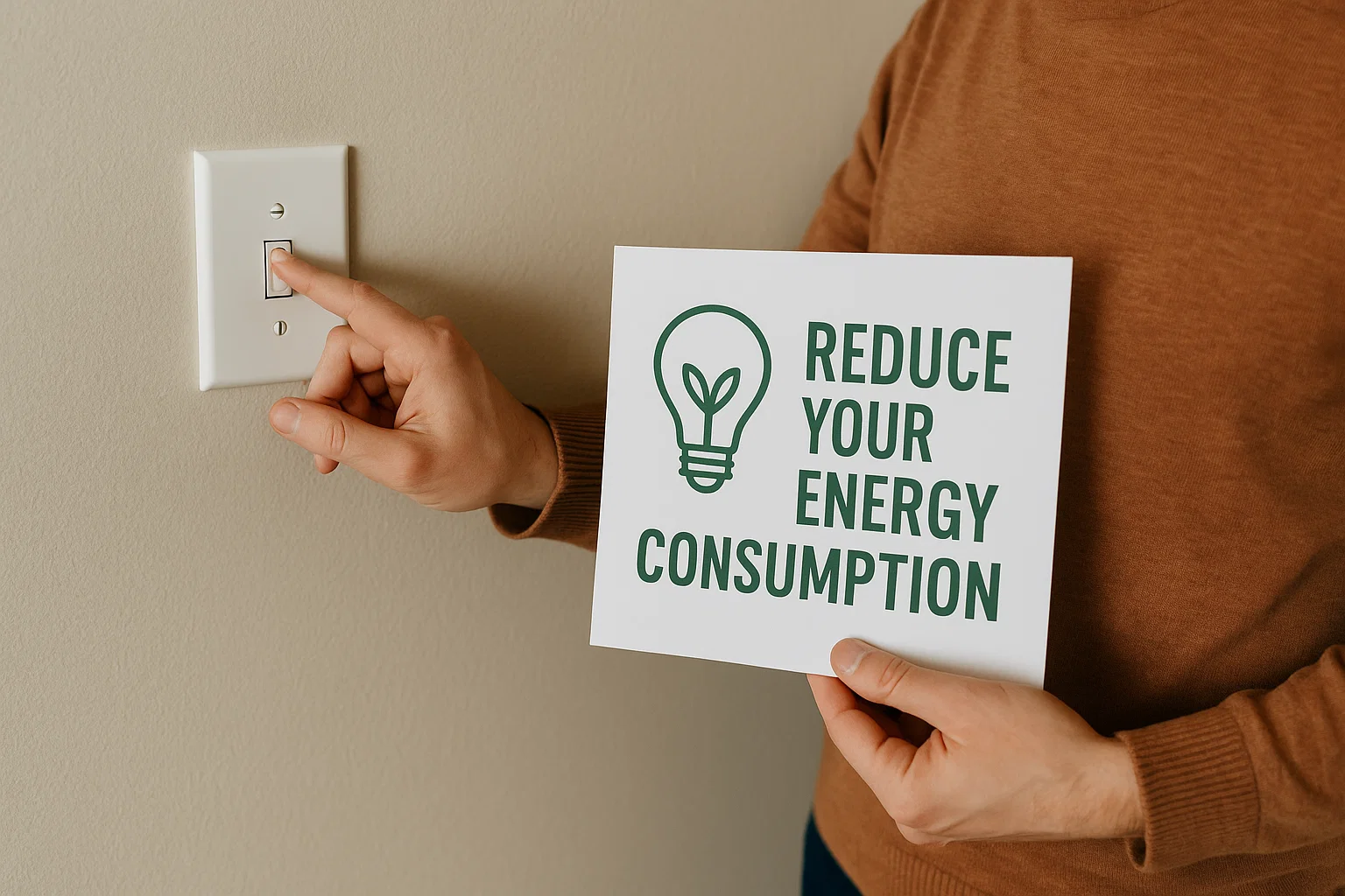 someone trying to reduce their energy consumption at home 